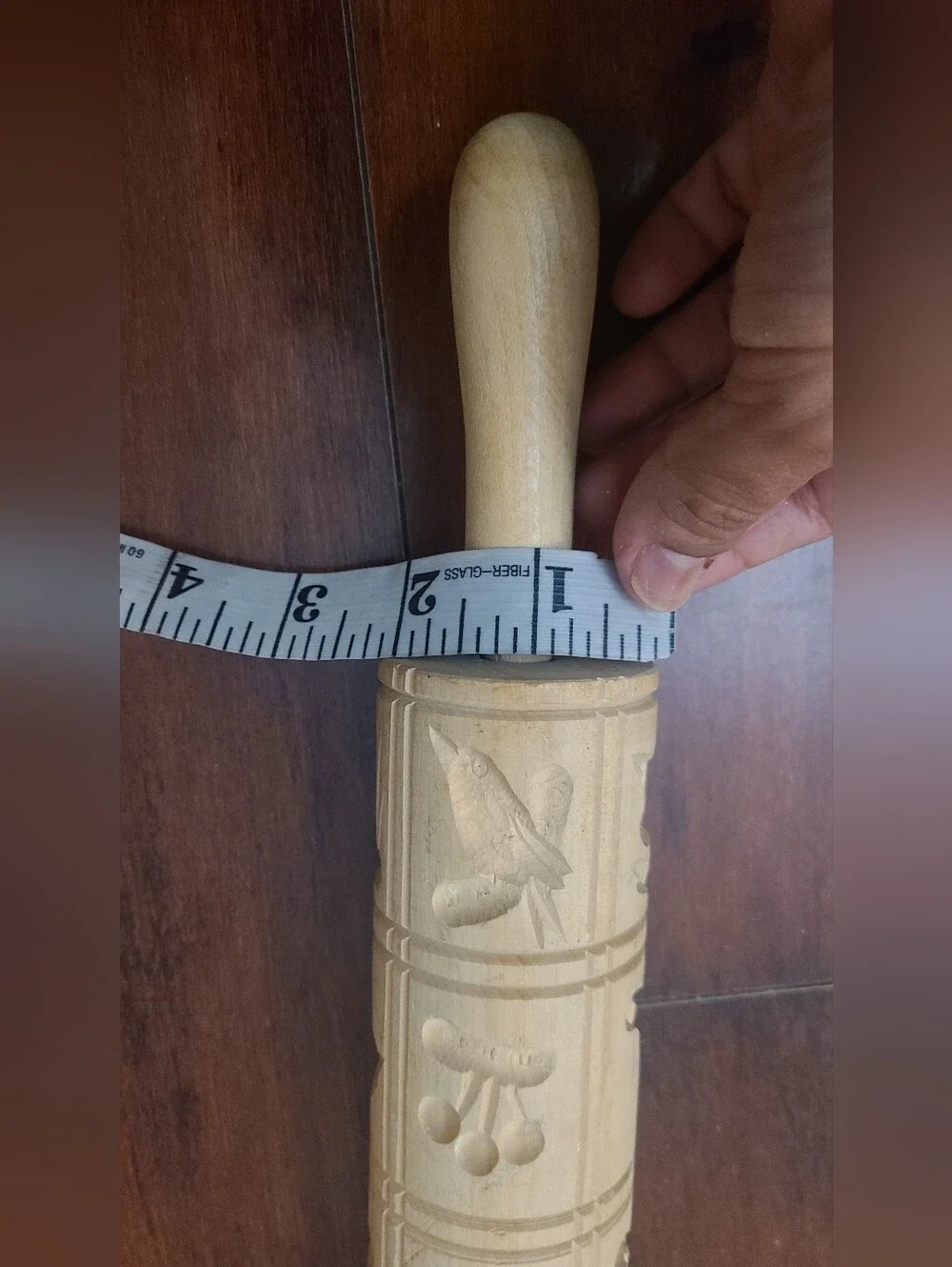 Vintage 12 Square Springerle Wooden Rolling Pin Embossed Cookie Mold Folk Art